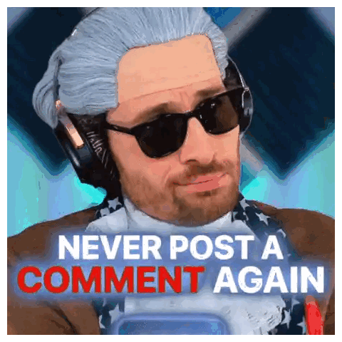 Man In Wig Sunglasses Never Post Comment Sticker
