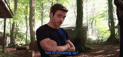 Man In Woods Arms Crossed Saying You're Breaking Up GIF