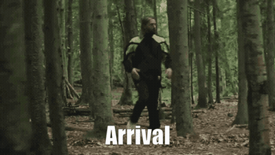 Man In Woods Saying Arrival GIF
