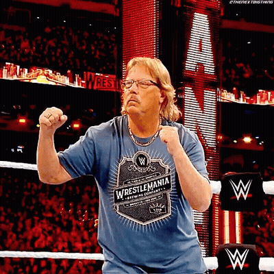 Man In Wrestlemania Shirt Standing In Ring GIF