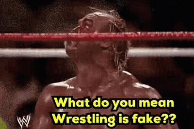 Man In Wrestling Ring Asks What Do You Mean Wrestling Is Fake GIF