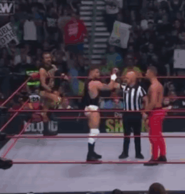 Man In Wrestling Ring Holding MJ Sign GIF