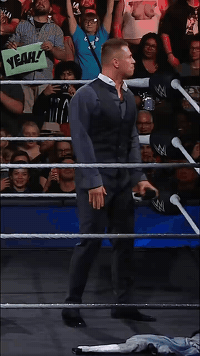 Man In Wrestling Ring Holding Yeah Sign GIF