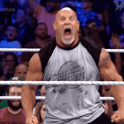 Man In Wrestling Ring Wearing Rock Hammer Speedway Shirt GIF