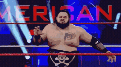 Man In Wrestling Ring With Ericane On Wall GIF