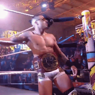 Man In Wrestling Ring With Intercontinental Belt GIF