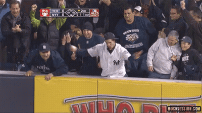 Man In Yankees Jersey Before Crowd GIF