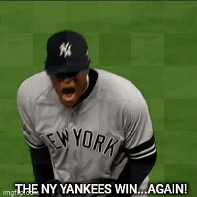 Man In Yankees Jersey Screaming On Baseball Field GIF