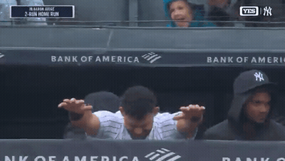 Man In Yankees Uniform Celebrating GIF