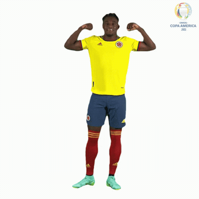 Man In Yellow Adidas Flexing At Copa America Logo GIF