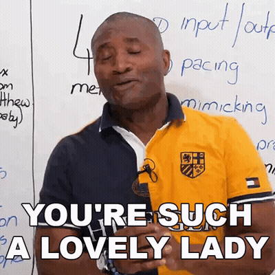 Man In Yellow And Black Polo Says You're Such A Lovely Lady GIF