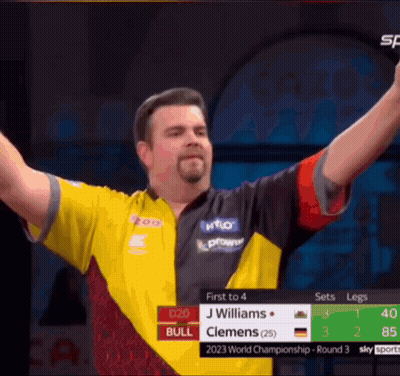 Man In Yellow And Black Shirt Arms Up GIF