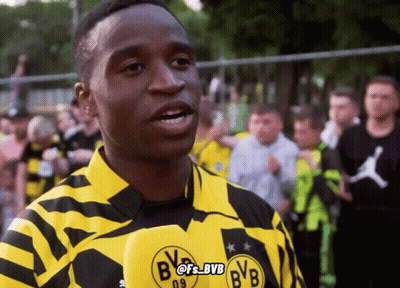 Man In Yellow And Black Striped BVB Shirt GIF