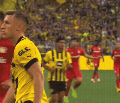 Man In Yellow And Black Striped Shirt With GLS GIF