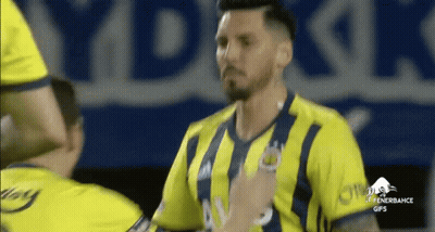 Man In Yellow And Blue Striped Fenerbahce Jersey GIF