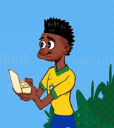Man In Yellow And Green Shirt Holding Banana GIF