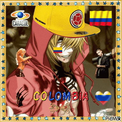 Man In Yellow Baseball Cap With Colombia GIF