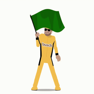 Man In Yellow Busch Outfit Holding Green Flag GIF