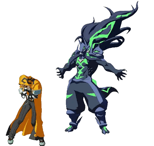 Man In Yellow Cape Standing Next To Monster With Long Hair Sticker