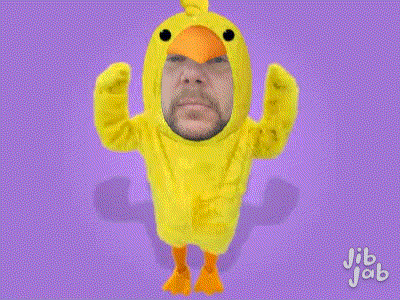 Man In Yellow Chicken Costume Dancing GIF