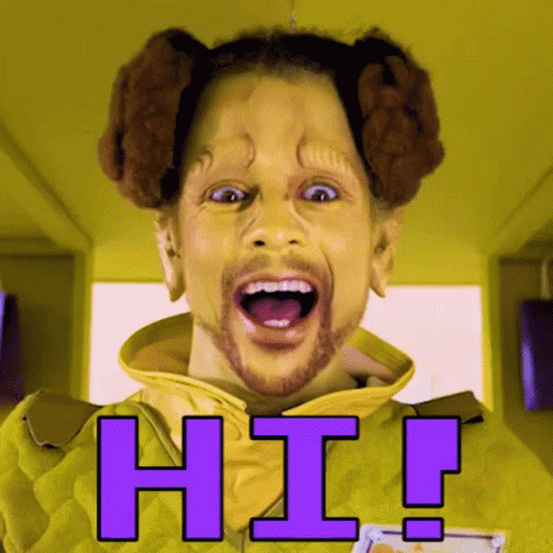 Man In Yellow Costume Says Hi GIF