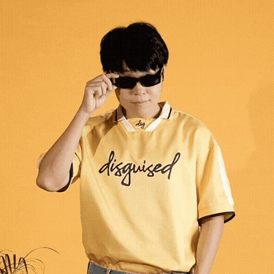 Man In Yellow Disguised Shirt With Sunglasses GIF