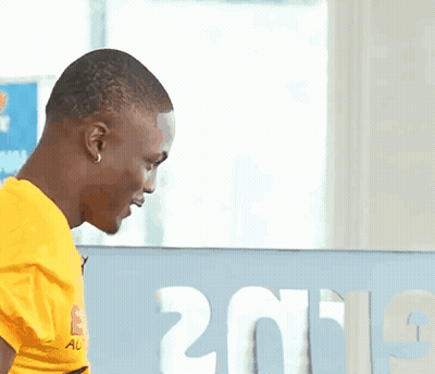 Man In Yellow Easterns Automotive Group Jersey GIF
