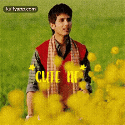 Man In Yellow Flowers Saying Cute Me GIF