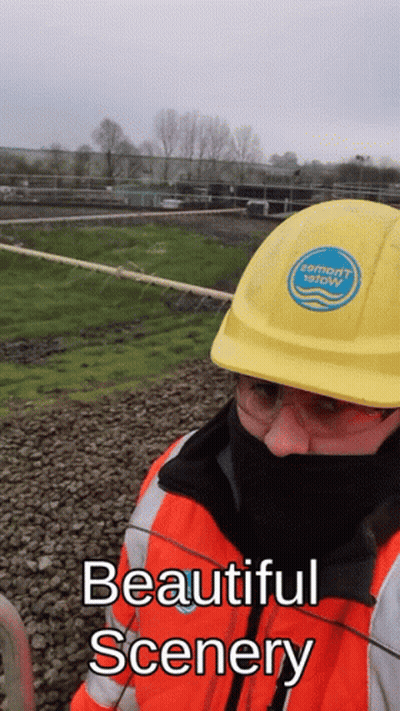 Man In Yellow Hard Hat Beautiful Scenery GIF