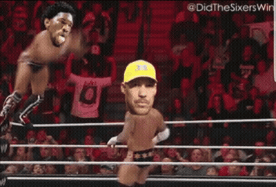 Man In Yellow Hat In Wrestling Ring GIF