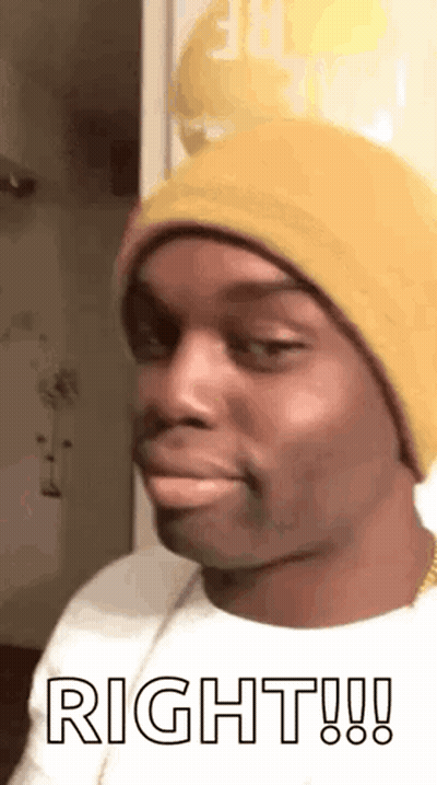 Man In Yellow Hat Saying Right GIF