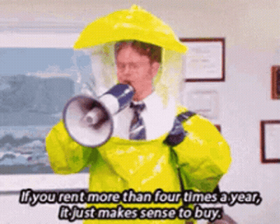 Man In Yellow Hazmat Suit Holding Megaphone GIF