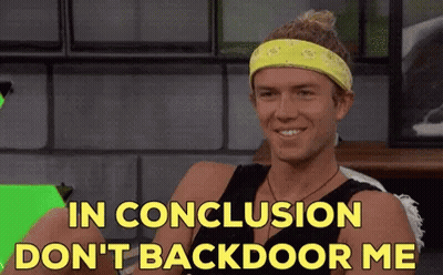 Man In Yellow Headband Says In Conclusion Don't Backdoor Me GIF