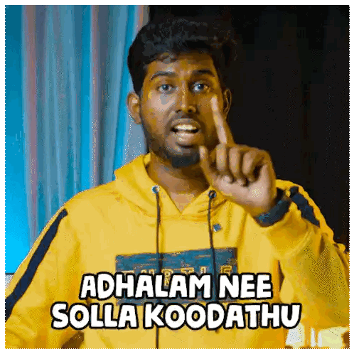 Man In Yellow Hoodie Saying Adhaam Nee Solla Koodathu Sticker