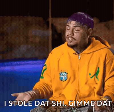 Man In Yellow Hoodie Saying I Stole Dat Shi Gimme Dat GIF