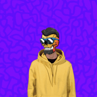 Man In Yellow Hoodie With Skull Face Saying Hey GIF