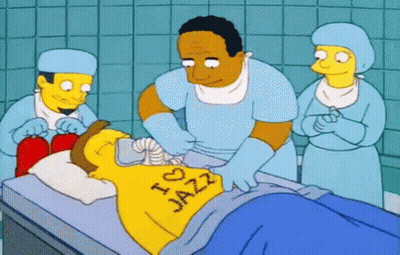 Man In Yellow I Love Jazz Shirt Operated On GIF