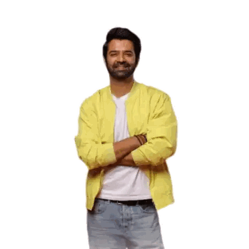 Man In Yellow Jacket Crossed Arms Cute Toh Aap Bhi Ho Sticker
