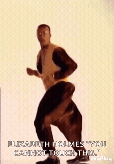 Man In Yellow Jacket Dancing Elizabeth Holmes You Cannot Touch This GIF