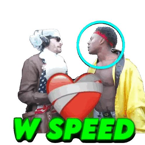 Man In Yellow Jacket Holding Heart With Words W Speed Sticker