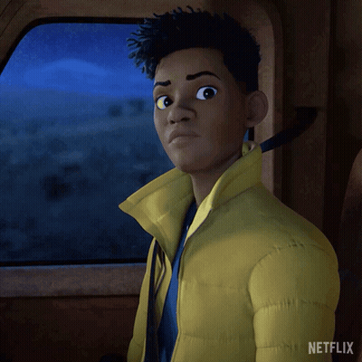 Man In Yellow Jacket In Car With Netflix GIF