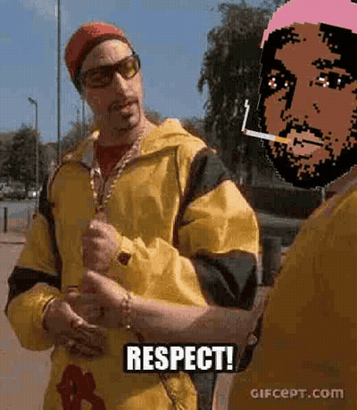 Man In Yellow Jacket Next To Pink Hat Smoking Cigarette GIF
