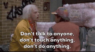 Man In Yellow Jacket Saying Don't Talk Or Touch GIF