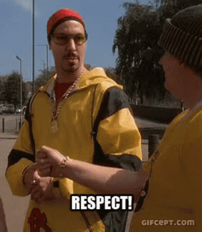 Man In Yellow Jacket Shaking Hands Saying Respect GIF