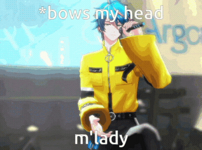 Man in Yellow Jacket Singing Bows My Head M' Lady