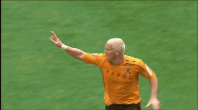 Man In Yellow Jersey With Aroo GIF