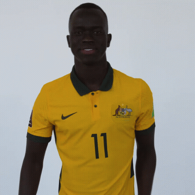 Man In Yellow Jersey With Australia GIF