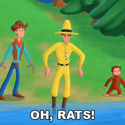 Man In Yellow Outfit Standing In Water Saying Oh Rats GIF