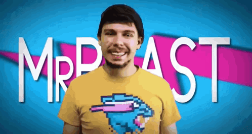 Man In Yellow Pixelated Animal Shirt Smiling MrBeast GIF