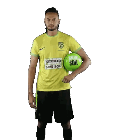 Man In Yellow Save Soil Shirt Holding Green Ball Sticker